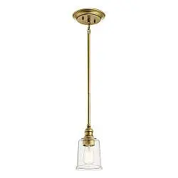 Sospensione Classica Waverly Acciaio Ottone Naturale Vetro 1 Luce E27