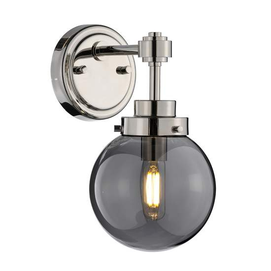 Applique Contemporanea Kula Acciaio Nichel Lucido Vetro 1 Luce E14 KULA1