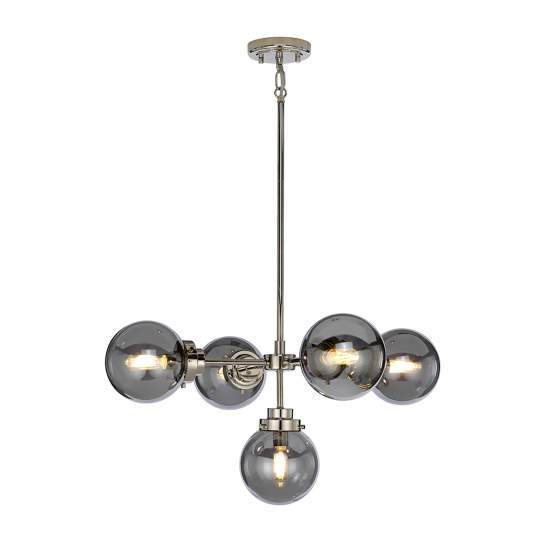 Lampadario Contemporaneo Kula Acciaio Nichel Lucido Vetro 5 Luci E14 KULA5