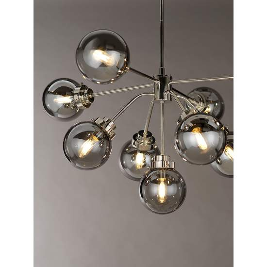 Lampadario Contemporaneo Kula Acciaio Nichel Lucido Vetro 9 Luci E14 KULA9