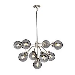 Lampadario Contemporaneo Kula Acciaio Nichel Lucido Vetro 9 Luci E14