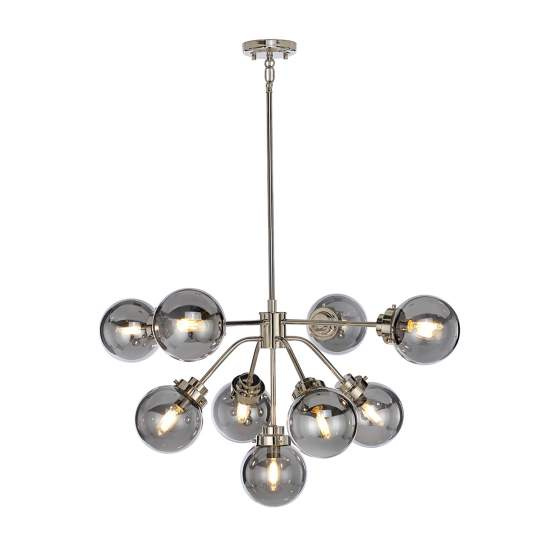 Lampadario Contemporaneo Kula Acciaio Nichel Lucido Vetro 9 Luci E14 KULA9