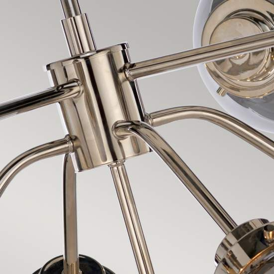 Lampadario Contemporaneo Kula Acciaio Nichel Lucido Vetro 9 Luci E14 KULA9