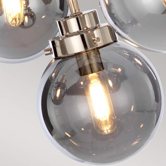 Lampadario Contemporaneo Kula Acciaio Nichel Lucido Vetro 9 Luci E14 KULA9