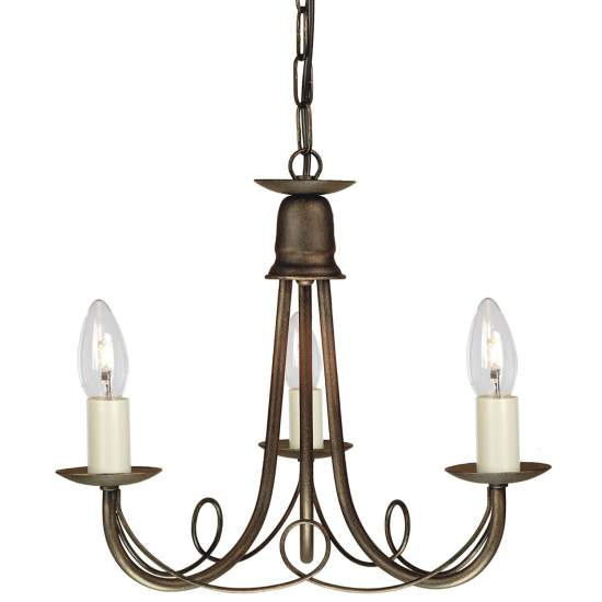 Lampadario Industrial Nordico Minster Acciaio Nero Oro 3 Luci E14 MN3-BLK-GOLD