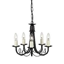 Lampadario Industrial Nordico Minster Acciaio Nero 5 Luci E14