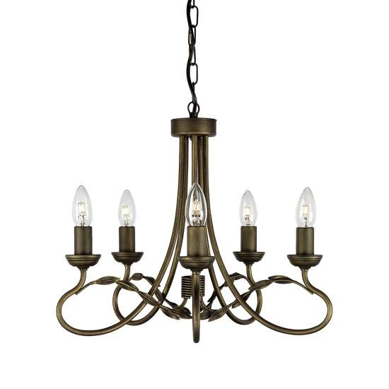 Lampadario Classico Olivia Metallo Oro 5 Luci E14 OV5-BLK-GOLD