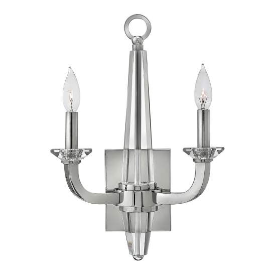 Applique Industrial Nordico Ascher Acciaio Nichel Lucido Cristallo 2 Luci E14 QN-ASCHER2