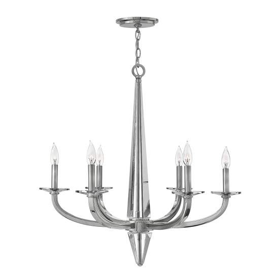 Lampadario Industrial Nordico Ascher Acciaio Nichel Lucido Cristallo 6 Luci E14 QN-ASCHER6