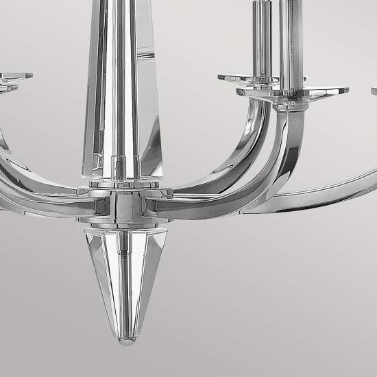 Lampadario Industrial Nordico Ascher Acciaio Nichel Lucido Cristallo 6 Luci E14 QN-ASCHER6