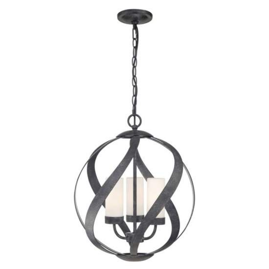 Lampadario Per Esterno Nordico Blacksmith Acciaio Nero Antico Vetro 3 Luci E14 QN-BLACKSMITH-3P-OBK