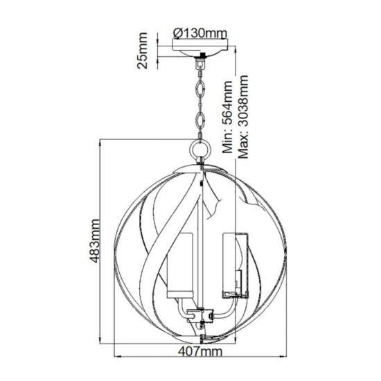 Lampadario Per Esterno Nordico Blacksmith Acciaio Nero Antico Vetro 3 Luci E14 QN-BLACKSMITH-3P-OBK