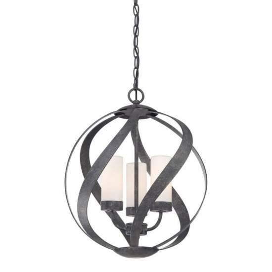 Lampadario Per Esterno Nordico Blacksmith Acciaio Nero Antico Vetro 3 Luci E14 QN-BLACKSMITH-3P-OBK