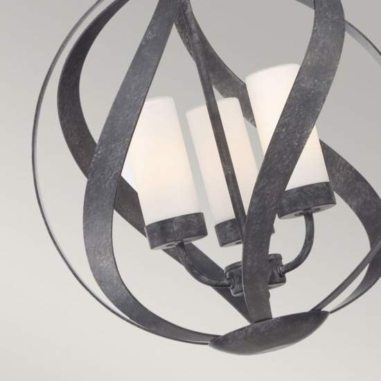 Lampadario Per Esterno Nordico Blacksmith Acciaio Nero Antico Vetro 3 Luci E14 QN-BLACKSMITH-3P-OBK