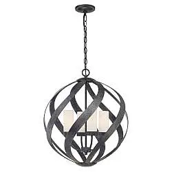 Lampadario Per Esterno Nordico Blacksmith Acciaio Nero Antico Vetro 4 Luci E14