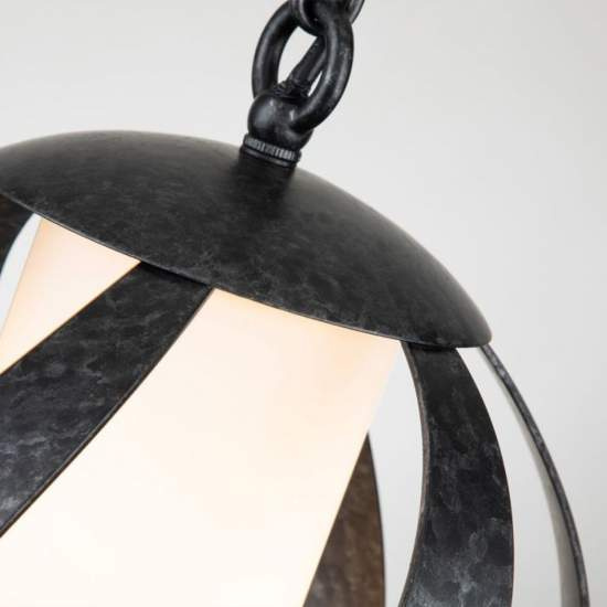 Lampadario Per Esterno Nordico Blacksmith Acciaio Nero Antico Vetro 1 Luce E27 QN-BLACKSMITH-P-OBK