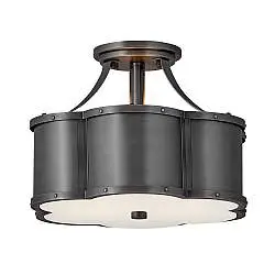 Lampada A Soffitto Contemporanea Chance Acciaio Ottone Annerito Vetro 2 Luci E27
