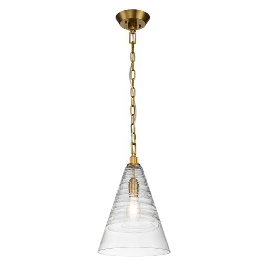 Sospensione Contemporanea Elmore Acciaio Ottone Brunito Vetro 1 Luce E27 QN-ELMORE-P-BBS