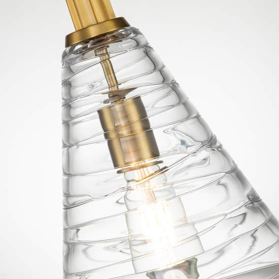 Sospensione Contemporanea Elmore Acciaio Ottone Brunito Vetro 1 Luce E27 QN-ELMORE-P-BBS