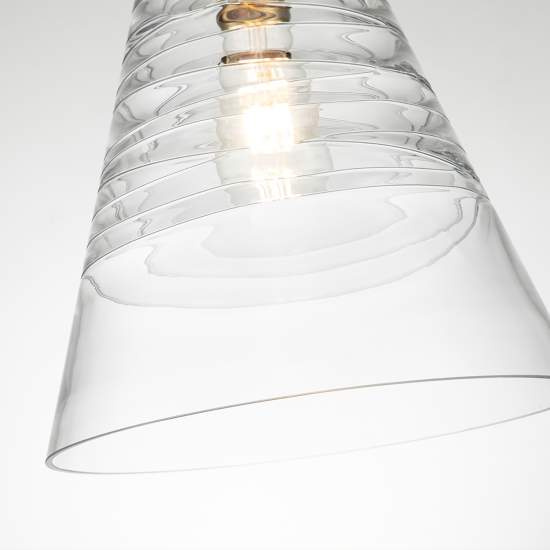Sospensione Contemporanea Elmore Acciaio Ottone Brunito Vetro 1 Luce E27 QN-ELMORE-P-BBS