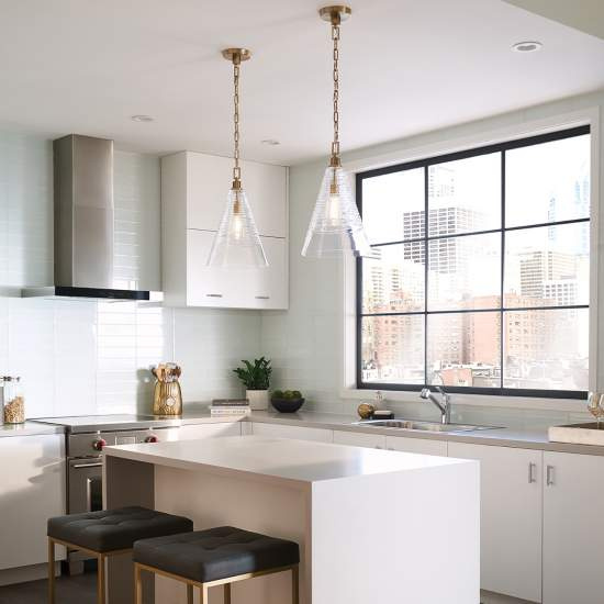 Sospensione Contemporanea Elmore Acciaio Ottone Brunito Vetro 1 Luce E27 QN-ELMORE-P-BBS