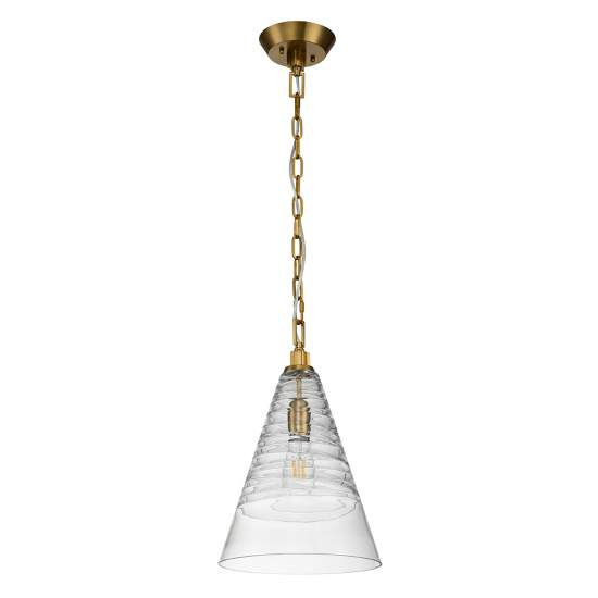 Sospensione Contemporanea Elmore Acciaio Ottone Brunito Vetro 1 Luce E27 QN-ELMORE-P-BBS