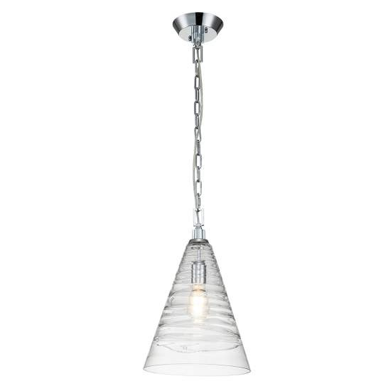Sospensione Contemporanea Elmore Acciaio Cromo Lucido Vetro 1 Luce E27 QN-ELMORE-P-PC