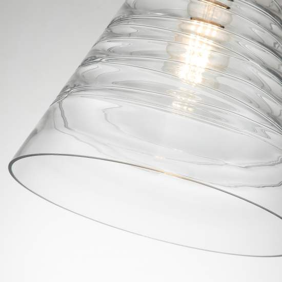 Sospensione Contemporanea Elmore Acciaio Cromo Lucido Vetro 1 Luce E27 QN-ELMORE-P-PC