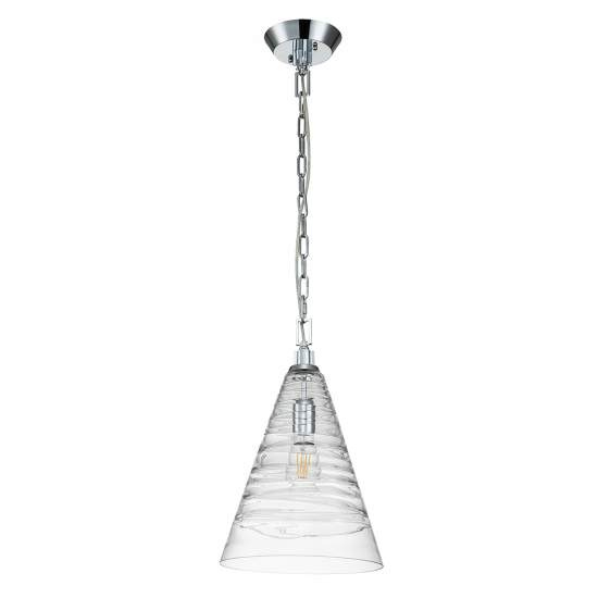 Sospensione Contemporanea Elmore Acciaio Cromo Lucido Vetro 1 Luce E27 QN-ELMORE-P-PC