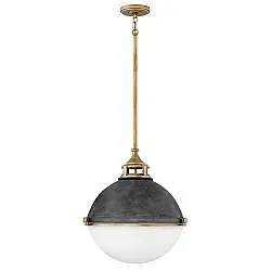 Lampadario Contemporaneo Fletcher Acciaio Zinco Antico Ottone 3 Luci E27