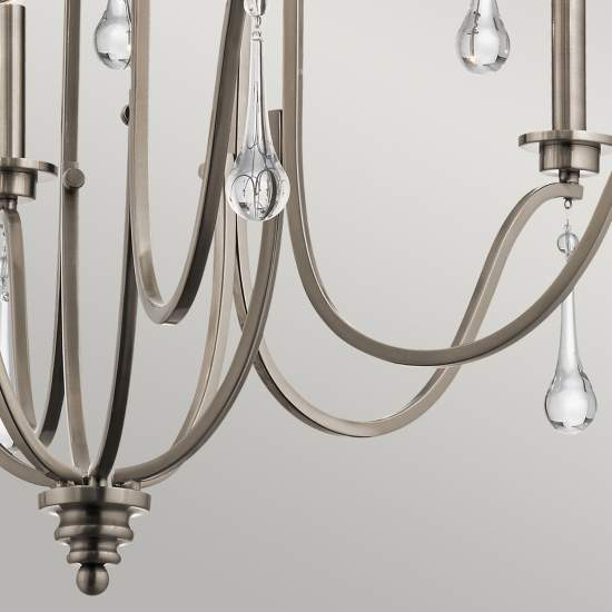 Lampadario Classico Karlee Acciaio Peltro Classico Cristallo 9 Luci E14 QN-KARLEE9
