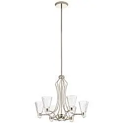 Lampadario Classico Kayva Acciaio Nichel Lucido Vetro Led 36W 3000K 2375Lm