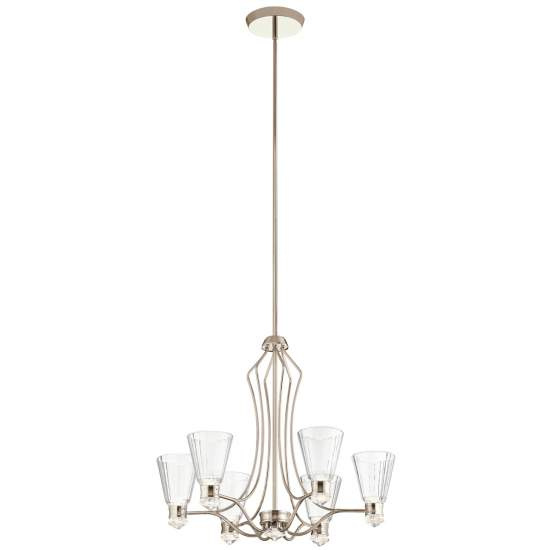Lampadario Classico Kayva Acciaio Nichel Lucido Vetro Led 36W 3000K 2375Lm QN-KAYVA13-PN