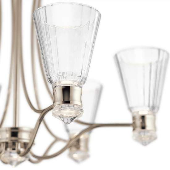 Lampadario Classico Kayva Acciaio Nichel Lucido Vetro Led 36W 3000K 2375Lm QN-KAYVA13-PN
