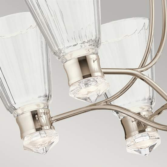 Lampadario Classico Kayva Acciaio Nichel Lucido Vetro Led 36W 3000K 2375Lm QN-KAYVA13-PN