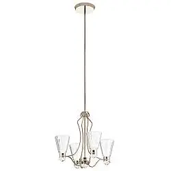 Lampadario Classico Kayva Acciaio Nichel Lucido Vetro Led 24W 3000K 1625Lm