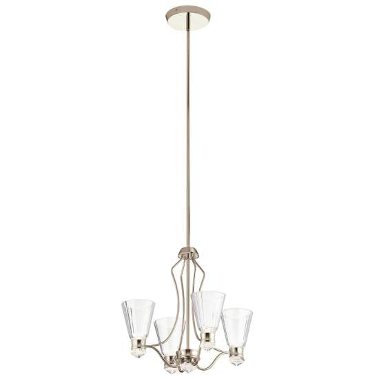 Lampadario Classico Kayva Acciaio Nichel Lucido Vetro Led 24W 3000K 1625Lm QN-KAYVA9-PN