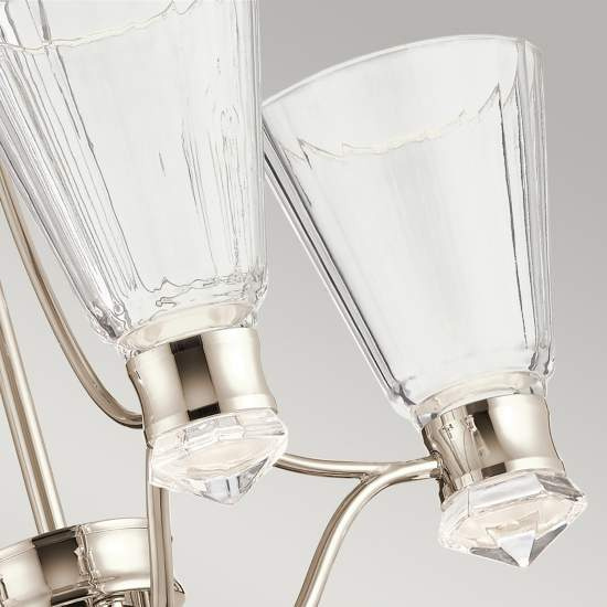 Lampadario Classico Kayva Acciaio Nichel Lucido Vetro Led 24W 3000K 1625Lm QN-KAYVA9-PN