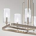Lampadario Contemporaneo Kimrose Acciaio Nichel Lucido Vetro 10 Luci E14 QN-KIMROSE10-PN
