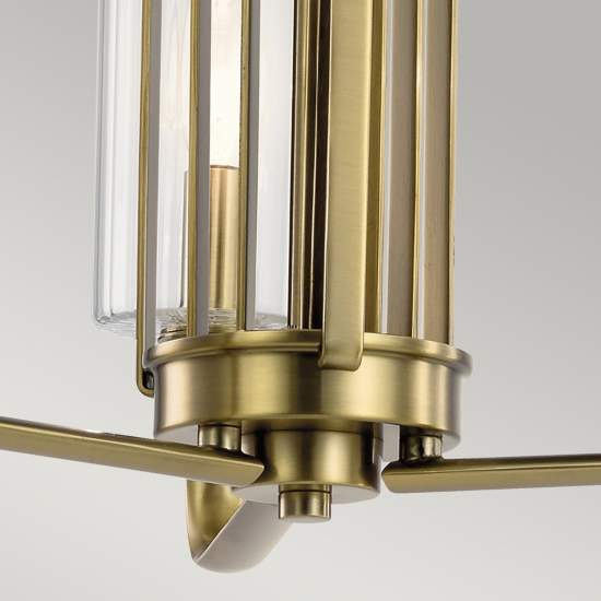 Lampadario Contemporaneo Kimrose Acciaio Ottone Spazzolato Vetro 3 Luci E14 QN-KIMROSE3-BNB