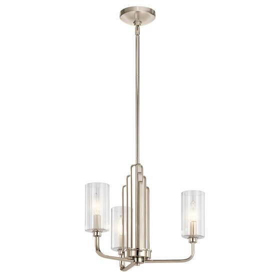 Lampadario Contemporaneo Kimrose Acciaio Nichel Lucido Vetro 3 Luci E14 QN-KIMROSE3-PN