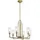 Lampadario Contemporaneo Kimrose Acciaio Ottone Spazzolato Vetro 6 Luci E14