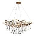 Lampadario Contemporaneo Laguna Acciaio Oro Brunito Vetro 6 Luci E14 QN-LAGUNA-6P