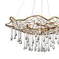 Lampadario Contemporaneo Laguna Acciaio Oro Brunito Vetro 6 Luci E14 QN-LAGUNA-6P