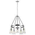 Lampadario Industrial Nordico Loras Acciaio Vetro 5 Luci E27 QN-LORAS5