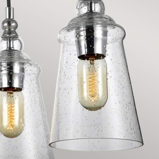 Lampadario Industrial Nordico Loras Acciaio Vetro 5 Luci E27 QN-LORAS5