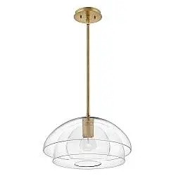 Sospensione Contemporanea Lotus Acciaio Ottone Antico Vetro 1 Luce E27