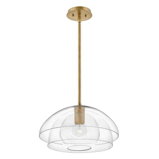 Sospensione Contemporanea Lotus Acciaio Ottone Antico Vetro 1 Luce E27 QN-LOTUS-P-HBR