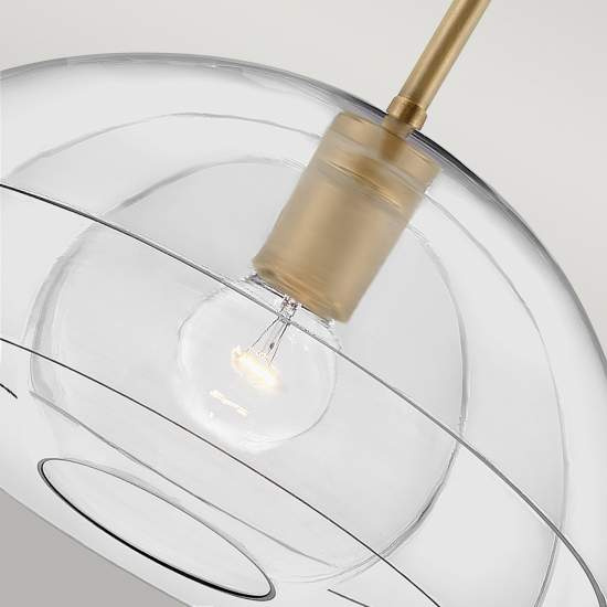 Sospensione Contemporanea Lotus Acciaio Ottone Antico Vetro 1 Luce E27 QN-LOTUS-P-HBR