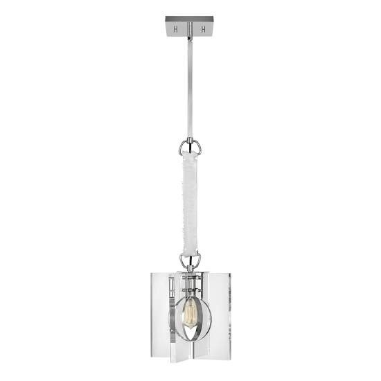 Sospensione Contemporanea Ludlow Acciaio Nichel Lucido Acrilico 1 Luce E27 QN-LUDLOW-1P-PN